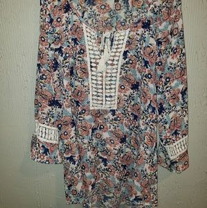 Floral boho plus size blouse